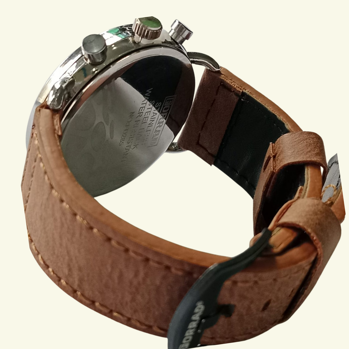Forrad Elegant Men's Chronograph Watch with Brown Leather Strap