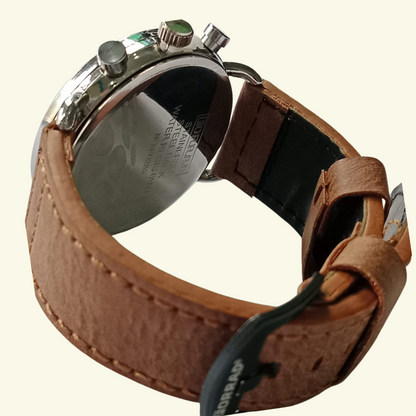 Forrad Elegant Men's Chronograph Watch with Brown Leather Strap