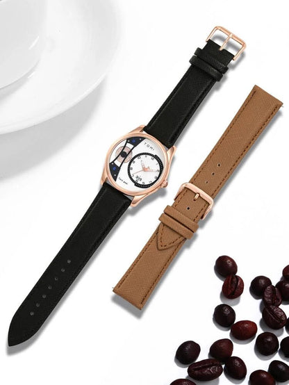 TOMI T-105 Dual Strap Luxury Face Gear Watch for Men