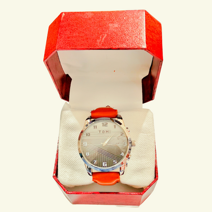 TOMI T-045 Men's Luxury Quartz Watch with Day & Date – Leather Strap