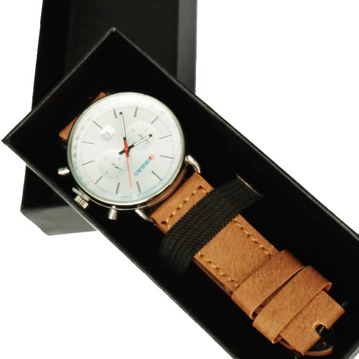 Forrad Elegant Men's Chronograph Watch with Brown Leather Strap