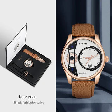 TOMI T-105 Dual Strap Luxury Face Gear Watch for Men